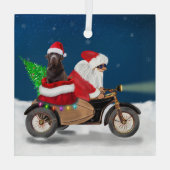 Schokolade Labrador Hund Weihnachtsmann Ornament Aus Glas (Rückseite)