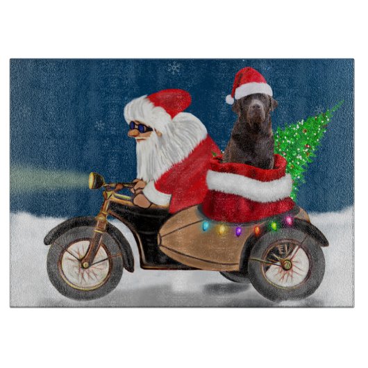 Schokolade Labrador Hund Weihnachtsmann Schneidebrett (Vorderseite)