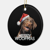 Schokolade Labrador Hund Weihnachtsmannmütze MERRY Keramik Ornament (Links)