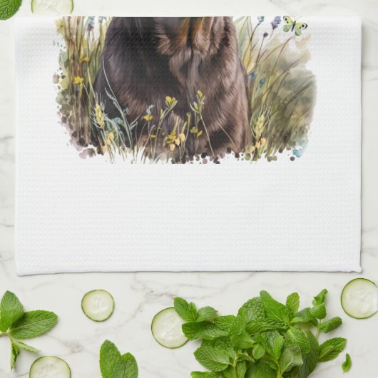 Schokolade Labrador Hunde Mama Geschirrtuch (Gefaltet)