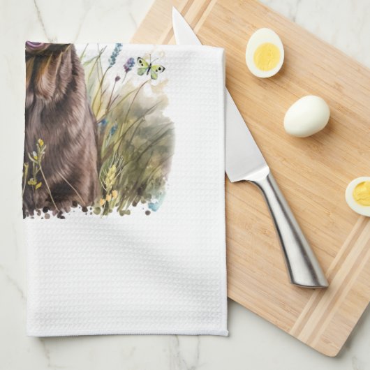 Schokolade Labrador Hunde Mama Geschirrtuch (Viertel Falte)