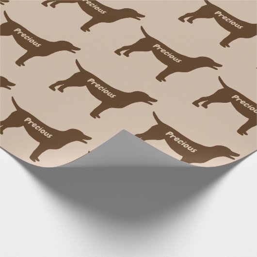 Schokolade Labrador Hunde Silhouette Geschenkpapier (Ecke)