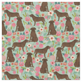Schokolade Labrador Hunde Vintage Blütenminze Stoff