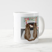 Schokolade Labrador Hunde Weihnachts Feuerplatz Sz Jumbo-Tasse (Vorderseite Rechts)
