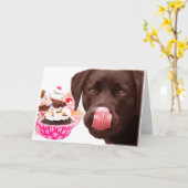 Schokolade Labrador I Liebe You Card - Cupcake Car Karte (Gelbe Blume)
