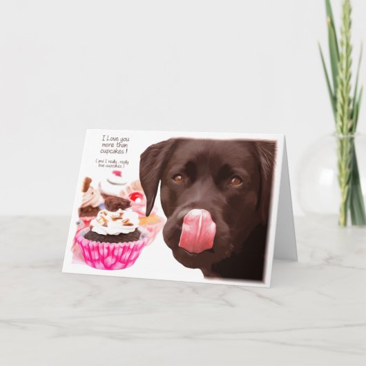Schokolade Labrador I Liebe You Card - Cupcake Car Karte (Vorderseite)
