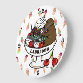 Schokolade Labrador & Ice Cream Sundae Große Wanduhr (Winkel)