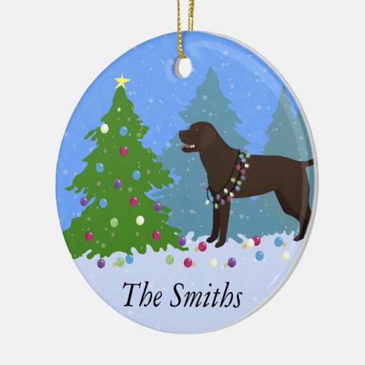 Schokolade Labrador im Wald Dekorieren Weihnachtsb Keramikornament (Links)