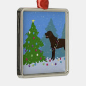 Schokolade Labrador im Wald Dekorieren Weihnachtsb Ornament Aus Metall (Rechts)