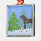 Schokolade Labrador im Wald Dekorieren Weihnachtsb Ornament Aus Metall (Links)