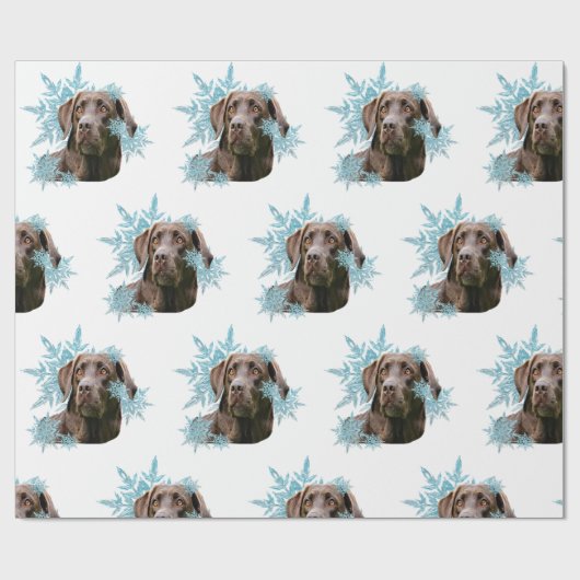 Schokolade Labrador in den Schneeflocken Geschenkpapier (Flach)