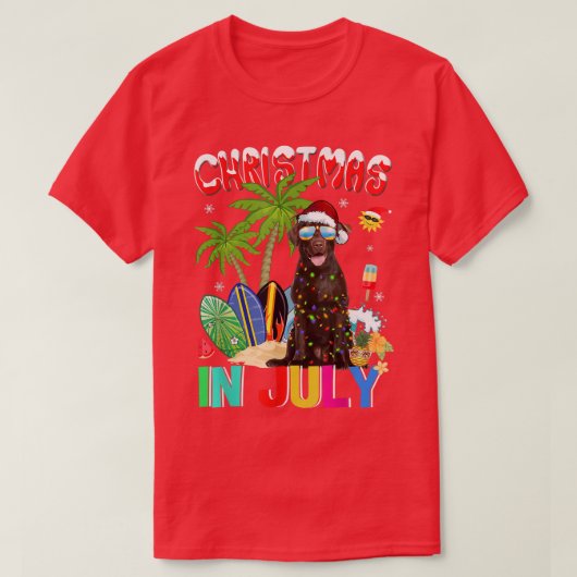 Schokolade Labrador in Weihnachtsmannmütze Sonnenb T-Shirt (Design vorne)