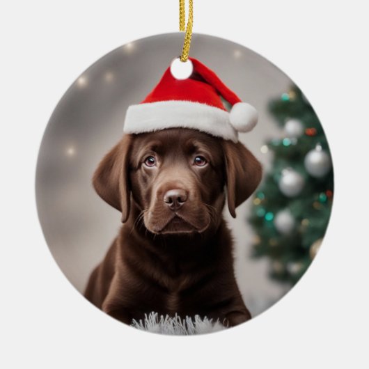 Schokolade Labrador Keramik Ornament (Vorne)