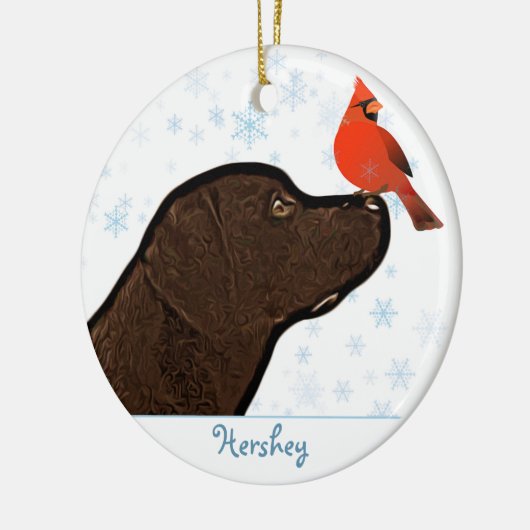 Schokolade Labrador Keramik Ornament (Links)