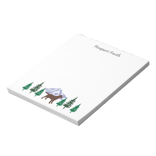 Schokolade Labrador Kontur Evergreen Tree Notepad Notizblock (Rotiert)