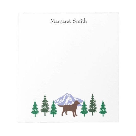 Schokolade Labrador Kontur Evergreen Tree Notepad Notizblock (Vorderseite)