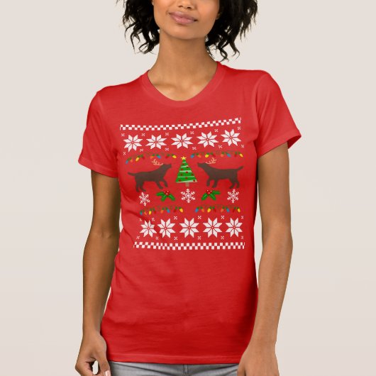 Schokolade Labrador Kontur Ugly Christmas T - Shir T-Shirt (Vorderseite)