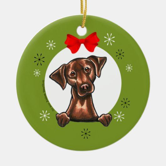 Schokolade Labrador Labrador Retriever Christmas C Keramikornament (Vorne)