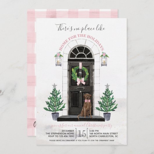 Schokolade Labrador Labrador Retriever Holiday Par Einladung (Vorne/Hinten)