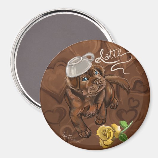 Schokolade Labrador Latte Magnet (Vorderseite/Rückseite)