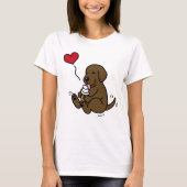 Schokolade Labrador Lecken Eiscreme mit rotem Herz T-Shirt (Vorderseite)