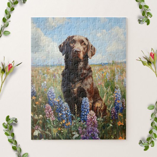 Schokolade Labrador Lupine Blume Puzzle