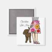 Schokolade Labrador & Mama Cartoon Magnet (Vorderseite/Rückseite)