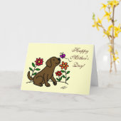Schokolade Labrador Mama & Grün Karte (Gelbe Blume)