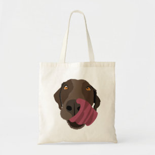Schokolade Labrador mit der Zunge Out Tragetasche