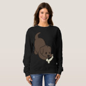 Schokolade Labrador mit Knochen Sweatshirt (Vorne ganz)