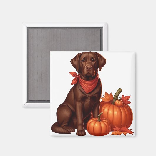 Schokolade Labrador mit Red Bandana von Pumpkins Magnet (Vorderseite/Rückseite)