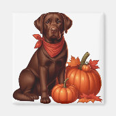 Schokolade Labrador mit Red Bandana von Pumpkins Magnet (Vorne)