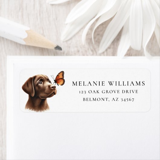 Schokolade Labrador Monarch Butterfly Rücksendeadr (Insitu)