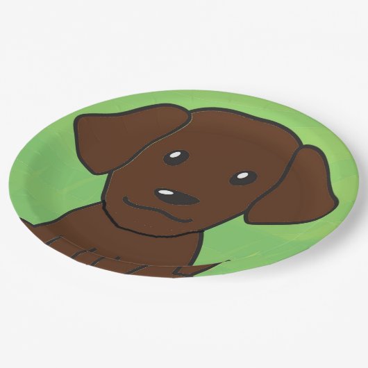 Schokolade Labrador neuer Cartoon zweite Pappteller (Schrägansicht)