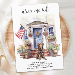 Schokolade Labrador Patriotic Custom Dog Moving Ankündigung