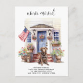 Schokolade Labrador Patriotic Custom Dog Moving Ankündigungspostkarte (Vorderseite)