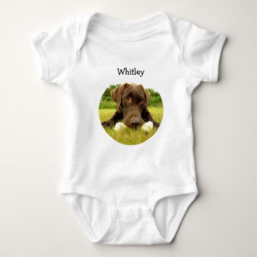 Schokolade Labrador Personalisiert Baby Bodysuit Baby Strampler (Vorderseite)