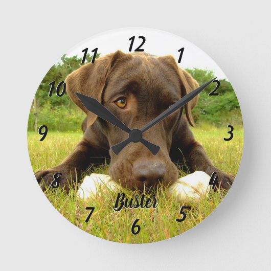 Schokolade Labrador Personalisiert große Uhr (Vorderseite)