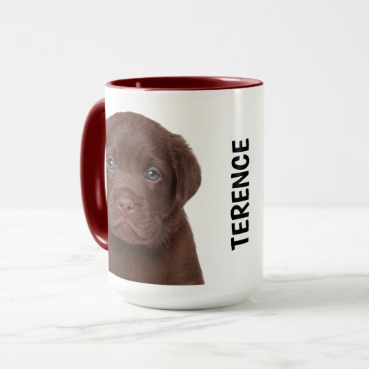 Schokolade Labrador personalisierte Mug Tasse (Vorderseite Links)