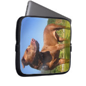 Schokolade Labrador Pit Mix Dog Wading Laptopschutzhülle (Vorne Rechts)
