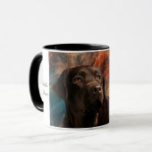 Schokolade Labrador Portrait auf Abstrakter Tasse (Vorderseite Links)