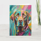 Schokolade Labrador Portrait Farbenfrohe Abstrakte Karte (Vorderseite)