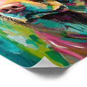 Schokolade Labrador Portrait Farbenfrohe Abstrakte Poster (Ecke)