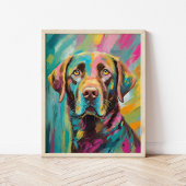 Schokolade Labrador Portrait Farbenfrohe Abstrakte Poster