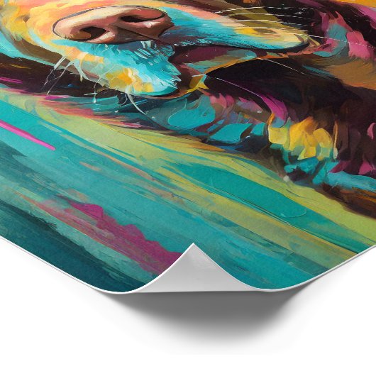 Schokolade Labrador Portrait Farbenfrohe Abstrakte Poster (Ecke)