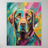 Schokolade Labrador Portrait Farbenfrohe Abstrakte Poster (Vorne)