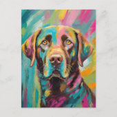 Schokolade Labrador Portrait Farbenfrohe Abstrakte Postkarte (Vorderseite)