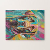 Schokolade Labrador Portrait Farbenfrohe Abstrakte Puzzle (Horizontal)
