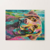 Schokolade Labrador Portrait Farbenfrohe Abstrakte Puzzle (Horizontal)