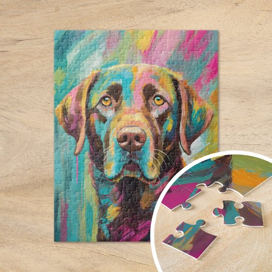 Schokolade Labrador Portrait Farbenfrohe Abstrakte Puzzle